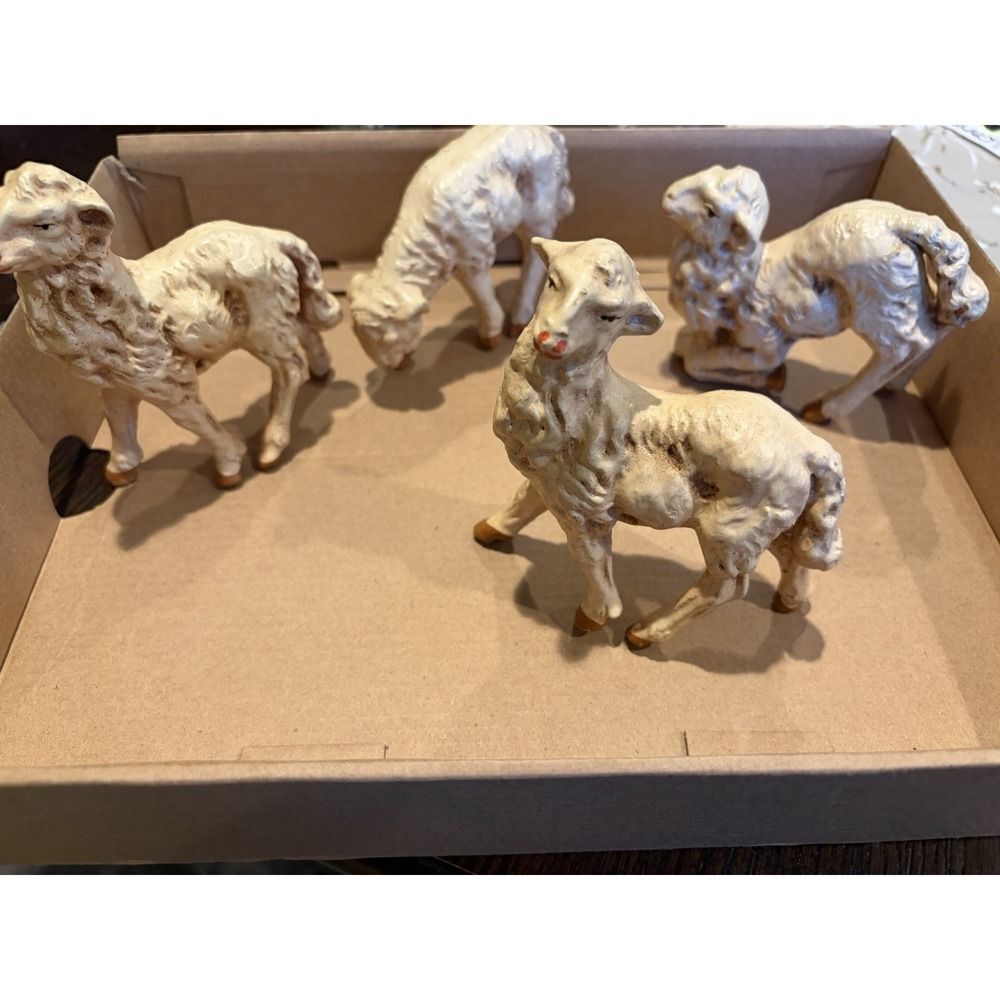 Set Of 4 Vintage Nativity Scene‎ Replacement Sheep Each Unique